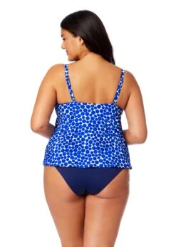Women's Plus Denim Dot Easy Triangle Tankini Swim Top(Womens Plus Denim Dot Easy Triangle Tankini Swim Top) -ANNE COLE Shop 25PT22412 DEPR MYPB36001 NAVY 179