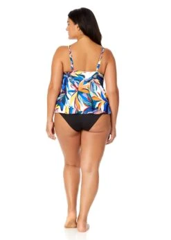 Women's Plus Riviera Floral Easy Triangle Tankini Swim Top(Womens Plus Riviera Floral Easy Triangle Tankini Swim Top) -ANNE COLE Shop 25PT22415 MULT MYPB36001 BLK 2193