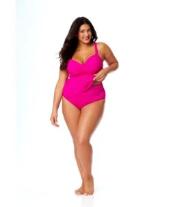 Women's Plus Live In Color Twist Front Underwire Tankini Swim Top(Womens Plus Live In Color Twist Front Underwire Tankini Swim Top 1) -ANNE COLE Shop 25PT23301 HBCU MYPB36001 HBCU 459