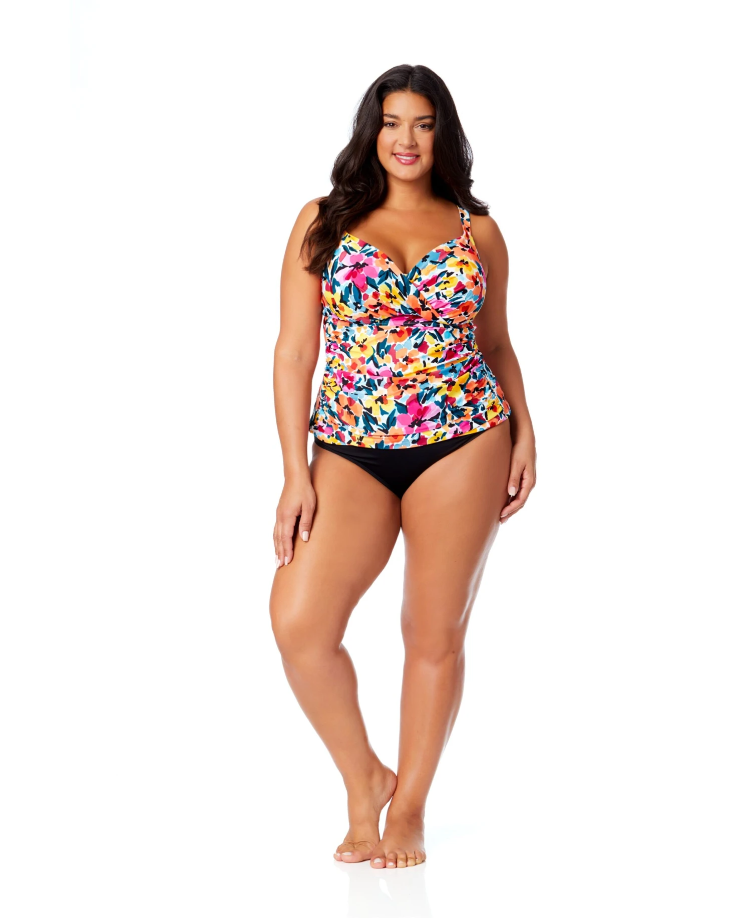 Women's Plus Gradient Floral Twist Front Underwire Tankini Swim Top(Womens Plus Gradient Floral Twist Front Underwire Tankini Swim Top) 6 Women's Plus Gradient Floral Twist Front Underwire Tankini Swim Top(Womens Plus Gradient Floral Twist Front Underwire Tankini Swim Top) - Image 4
