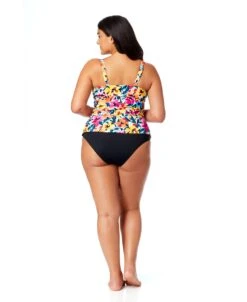 Women's Plus Gradient Floral Twist Front Underwire Tankini Swim Top(Womens Plus Gradient Floral Twist Front Underwire Tankini Swim Top) 12 Women's Plus Gradient Floral Twist Front Underwire Tankini Swim Top(Womens Plus Gradient Floral Twist Front Underwire Tankini Swim Top) -ANNE COLE Shop 25PT23313 MULT MYPB36001 BLK 682
