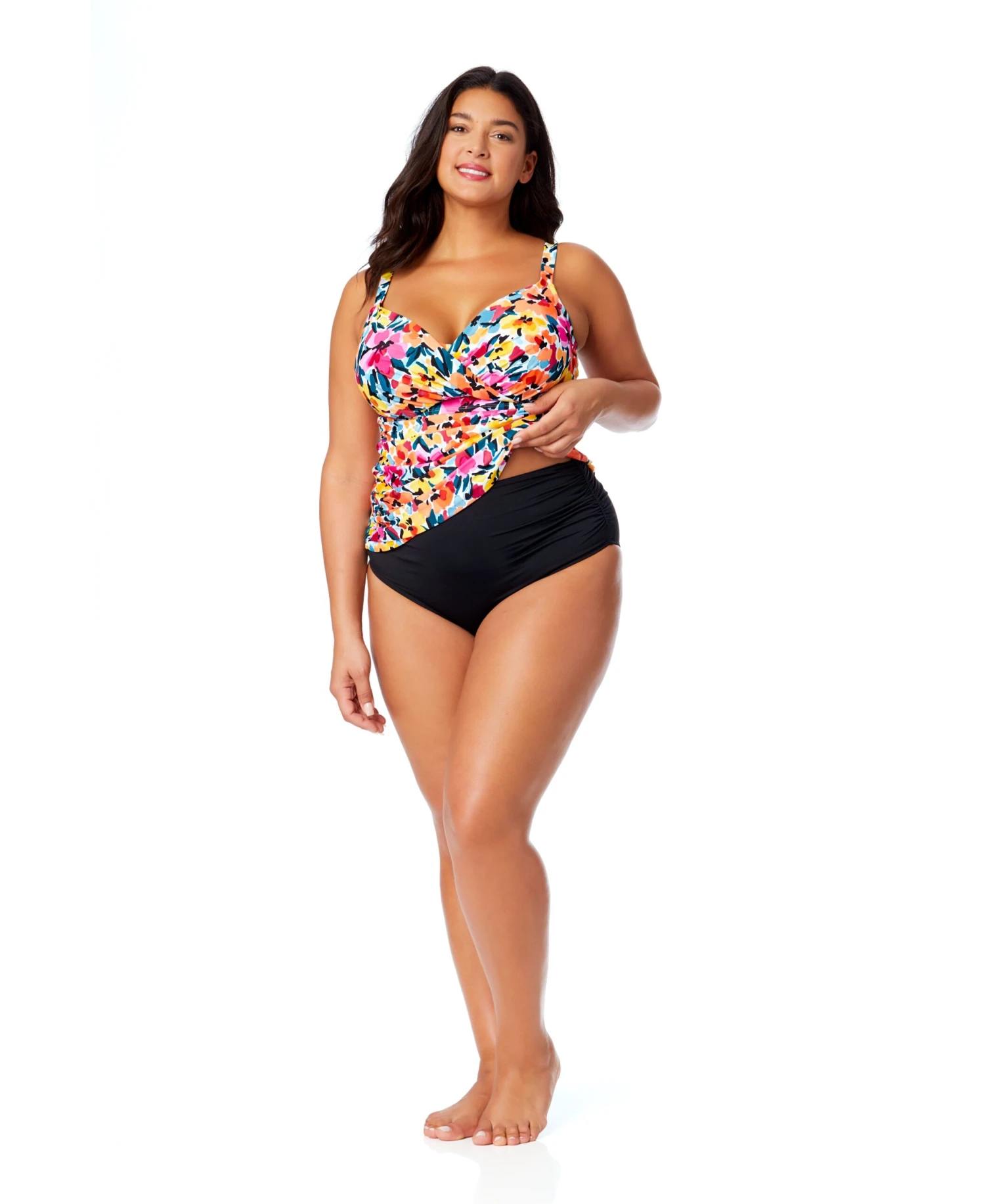 Women's Plus Gradient Floral Twist Front Underwire Tankini Swim Top(Womens Plus Gradient Floral Twist Front Underwire Tankini Swim Top) 8 Women's Plus Gradient Floral Twist Front Underwire Tankini Swim Top(Womens Plus Gradient Floral Twist Front Underwire Tankini Swim Top) - Image 6