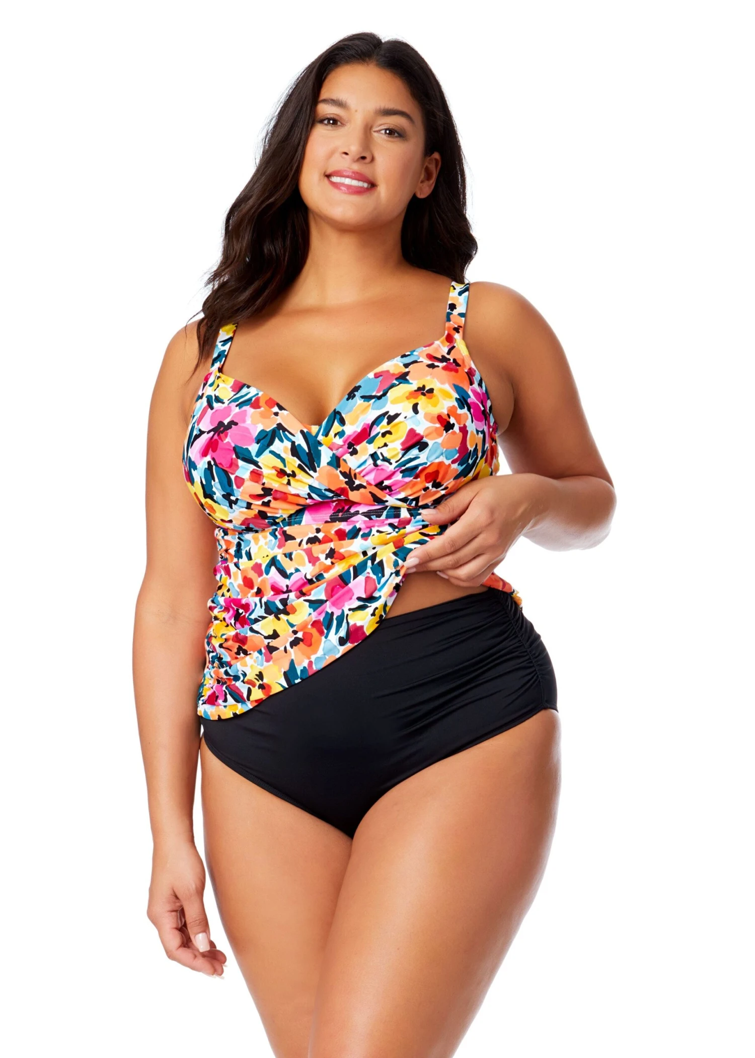 Women's Plus Gradient Floral Twist Front Underwire Tankini Swim Top(Womens Plus Gradient Floral Twist Front Underwire Tankini Swim Top) 4 Women's Plus Gradient Floral Twist Front Underwire Tankini Swim Top(Womens Plus Gradient Floral Twist Front Underwire Tankini Swim Top) - Image 2