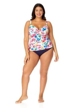 Women's Plus Watercolor Paisley Twist Front Underwire Tankini Swim Top(Womens Plus Watercolor Paisley Twist Front Underwire Tankini Swim Top) -ANNE COLE Shop 25PT23370 MULT MYPB36001 NAVY 2367