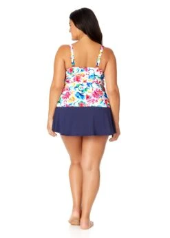 Women's Plus Watercolor Paisley Twist Front Underwire Tankini Swim Top(Womens Plus Watercolor Paisley Twist Front Underwire Tankini Swim Top) -ANNE COLE Shop 25PT23370 MULT MYPB41401 NAVY 2424