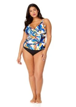 Women's Plus Riviera Floral Hidden Underwire Drape Front Tankini Swim Top(Womens Plus Riviera Floral Hidden Underwire Drape Front Tankini Swim Top) 12 Women's Plus Riviera Floral Hidden Underwire Drape Front Tankini Swim Top(Womens Plus Riviera Floral Hidden Underwire Drape Front Tankini Swim Top) -ANNE COLE Shop 25PT25715 MULT MYPB36001 BLK 1894