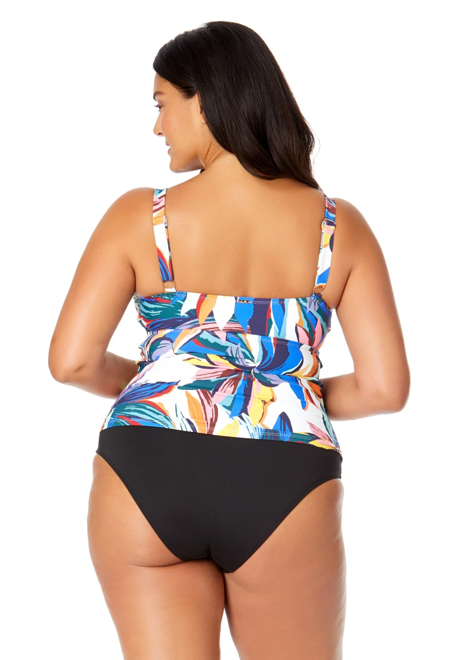 Women's Plus Riviera Floral Hidden Underwire Drape Front Tankini Swim Top(Womens Plus Riviera Floral Hidden Underwire Drape Front Tankini Swim Top) 4 Women's Plus Riviera Floral Hidden Underwire Drape Front Tankini Swim Top(Womens Plus Riviera Floral Hidden Underwire Drape Front Tankini Swim Top) - Image 2
