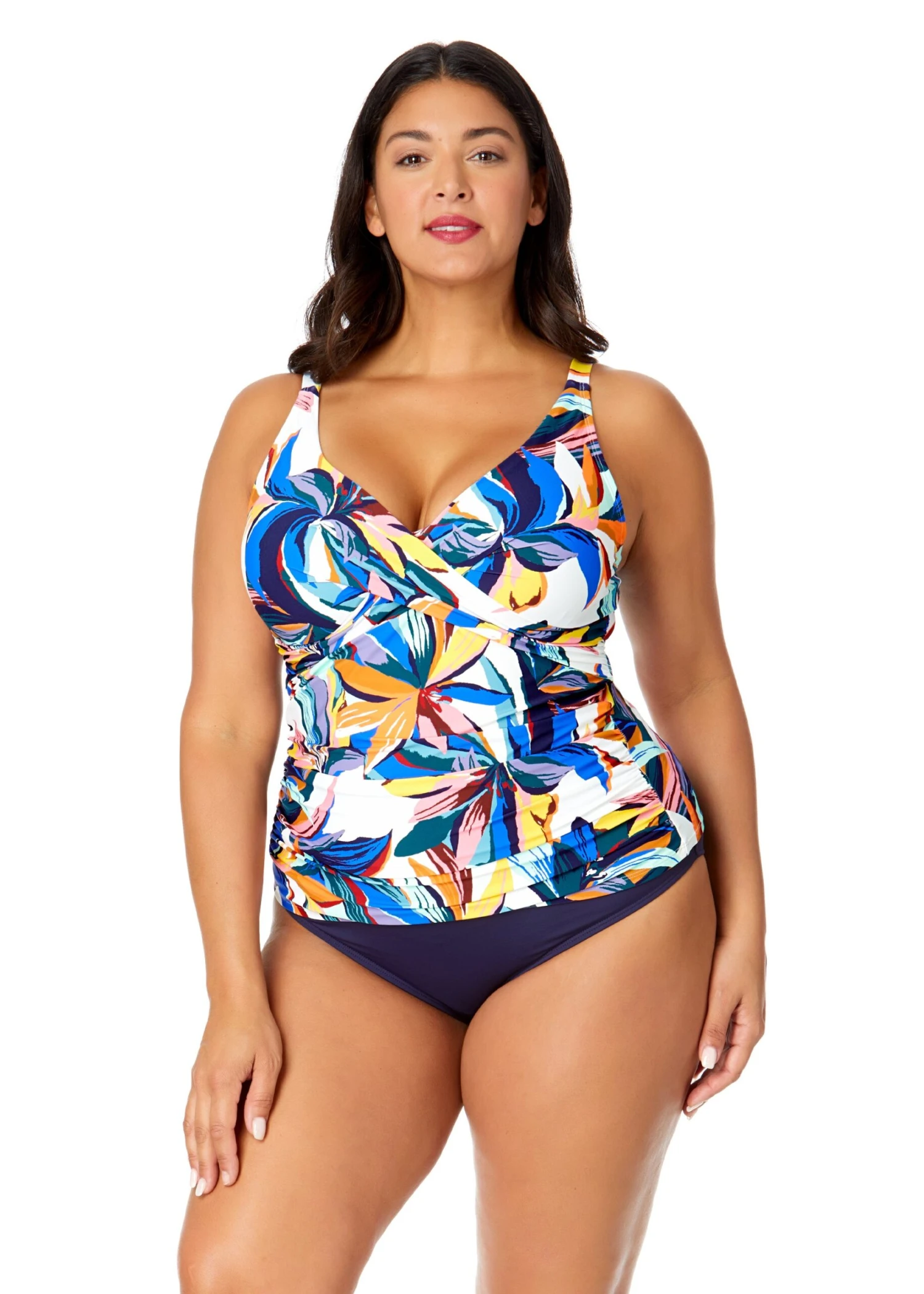 Women's Plus Riviera Floral Hidden Underwire Drape Front Tankini Swim Top(Womens Plus Riviera Floral Hidden Underwire Drape Front Tankini Swim Top) 3 Women's Plus Riviera Floral Hidden Underwire Drape Front Tankini Swim Top(Womens Plus Riviera Floral Hidden Underwire Drape Front Tankini Swim Top)