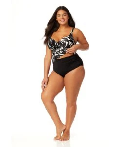 Women's Plus Palm Chic Drape Front Underwire Swim Top(Womens Plus Palm Chic Drape Front Underwire Swim Top) 11 Women's Plus Palm Chic Drape Front Underwire Swim Top(Womens Plus Palm Chic Drape Front Underwire Swim Top) -ANNE COLE Shop 25PT26545 BKWH MYPB36001 BLK 953