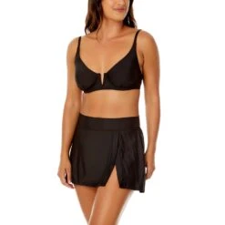 Anne Cole - Women's V Wire Elongated Underwire Bikini Swim Top(Anne Cole Womens V Wire Elongated Underwire Bikini Swim Top) -ANNE COLE Shop ACST001 BLK ACSS001 BLKFRONT