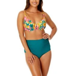 Anne Cole - Women's V Wire Elongated Underwire Bikini Swim Top(Anne Cole Womens V Wire Elongated Underwire Bikini Swim Top) -ANNE COLE Shop ACST001 FLORAL ACSB001 GREEN 1109