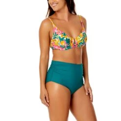 Anne Cole - Women's V Wire Elongated Underwire Bikini Swim Top(Anne Cole Womens V Wire Elongated Underwire Bikini Swim Top) -ANNE COLE Shop ACST001 FLORAL ACSB001 GREEN 1114