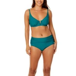 Anne Cole - Women's V Wire Elongated Underwire Bikini Swim Top(Anne Cole Womens V Wire Elongated Underwire Bikini Swim Top) -ANNE COLE Shop ACST001 GREEN ACSB001 GREEN 913 full