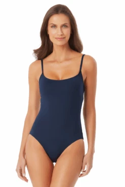 Women's Live In Color Classic Lingerie Maillot One Piece Swimsuit(Anne Cole Classic Lingerie Maillot One Piece Swimsuit) -ANNE COLE Shop AnneCole ClassicLingerieMaillot 1555 MYMO00101 NVY FRONT jpg