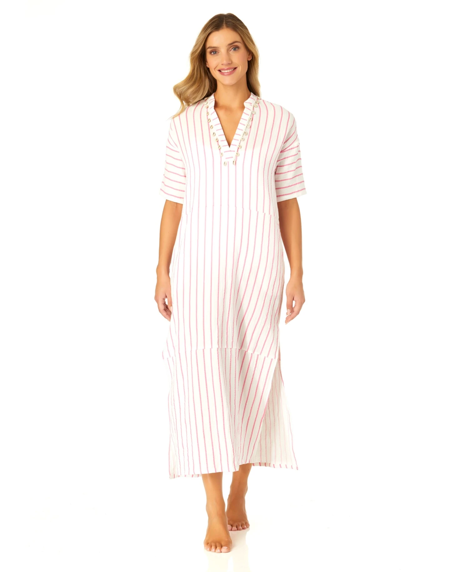 Women's Maxi Dress With Side Slits And Shell Details Cover Up(Womens Maxi Dress With Side Slits And Shell Details Cover Up) 3 Women's Maxi Dress With Side Slits And Shell Details Cover Up(Womens Maxi Dress With Side Slits And Shell Details Cover Up)