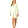 Women's Button Front Long Sleeve Tiered Dress Cover Up(Womens Button Front Long Sleeve Tiered Dress Cover Up) -ANNE COLE Shop CU15865 ISLANDSTRIPELIME 1556