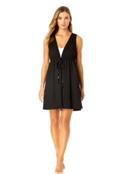 Women's V Neck Dress With Drawstring Waist Detail Cover Up(Womens V Neck Dress With Drawstring Waist Detail Cover Up 1) 11 Women's V Neck Dress With Drawstring Waist Detail Cover Up(Womens V Neck Dress With Drawstring Waist Detail Cover Up 1) -ANNE COLE Shop CU181705 METERORITE 1220