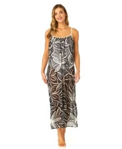 Women's Adjustable Maxi Dress With Seashell Trim Cover Up(Womens Adjustable Maxi Dress With Seashell Trim Cover Up 1)