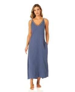 Women's V Neck Braided Shell Strap Cover Up(Womens V Neck Braided Shell Strap Cover Up) -ANNE COLE Shop CU4875 BLUEINDIGO 1469