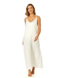 Women's V Neck Braided Shell Strap Cover Up(Womens V Neck Braided Shell Strap Cover Up 1) -ANNE COLE Shop CU4875 GARDENIA 1499