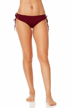 Women's Live In Color Side Tie Swim Bottom(Womens Live In Color Side Tie Swim Bottom 5) -ANNE COLE Shop MYMB30001 WINE 1005 3