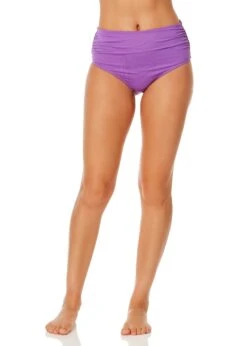 Women's Live In Color Convertible High Waist Shirred Swim Bottom(Womens Live In Color Convertible High Waist Shirred Swim Bottom 10) -ANNE COLE Shop MYMB36001 PUHR 1362