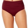 Women's Live In Color Convertible High Waist Shirred Swim Bottom(Womens Live In Color Convertible High Waist Shirred Swim Bottom 4) -ANNE COLE Shop MYMB36001 WINE 936 5