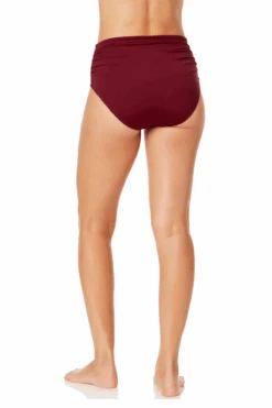 Women's Live In Color Convertible High Waist Shirred Swim Bottom(Womens Live In Color Convertible High Waist Shirred Swim Bottom 4) -ANNE COLE Shop MYMB36001 WINE 936 6