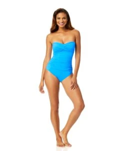 Women's Live In Color Twist Front Shirred One Piece Swimsuit(Womens Live In Color Twist Front Shirred One Piece Swimsuit 23) -ANNE COLE Shop MYMO00501 ABLU 1046
