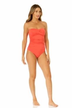Women's Live In Color Twist Front Shirred One Piece Swimsuit(Womens Live In Color Twist Front Shirred One Piece Swimsuit) -ANNE COLE Shop MYMO00501 CRKS 2860 3