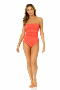Women's Live In Color Twist Front Shirred One Piece Swimsuit(Womens Live In Color Twist Front Shirred One Piece Swimsuit) -ANNE COLE Shop MYMO00501 CRKS 2860 4