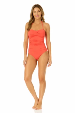 Women's Live In Color Twist Front Shirred One Piece Swimsuit(Womens Live In Color Twist Front Shirred One Piece Swimsuit) -ANNE COLE Shop MYMO00501 CRKS 2860 5