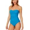 Women's Live In Color Twist Front Shirred One Piece Swimsuit(Womens Live In Color Twist Front Shirred One Piece Swimsuit 8) -ANNE COLE Shop MYMO00501 CRLN 1045 FRONT