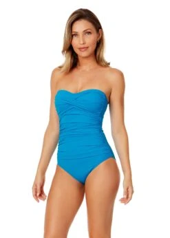 Women's Live In Color Twist Front Shirred One Piece Swimsuit(Womens Live In Color Twist Front Shirred One Piece Swimsuit 8)