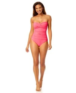 Women's Live In Color Twist Front Shirred One Piece Swimsuit(Womens Live In Color Twist Front Shirred One Piece Swimsuit 21) -ANNE COLE Shop MYMO00501 FLMG 768