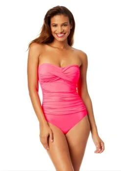 Women's Live In Color Twist Front Shirred One Piece Swimsuit(Womens Live In Color Twist Front Shirred One Piece Swimsuit 21)