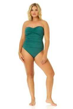Women's Live In Color Twist Front Shirred One Piece Swimsuit(Womens Live In Color Twist Front Shirred One Piece Swimsuit 4) -ANNE COLE Shop MYMO00501 GRNI L10 2719