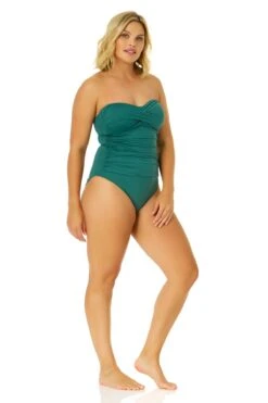 Women's Live In Color Twist Front Shirred One Piece Swimsuit(Womens Live In Color Twist Front Shirred One Piece Swimsuit 4) -ANNE COLE Shop MYMO00501 GRNI L10 2747