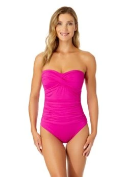 Women's Live In Color Twist Front Shirred One Piece Swimsuit(Womens Live In Color Twist Front Shirred One Piece Swimsuit 20)