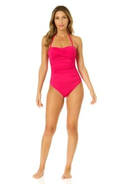 Women's Live In Color Twist Front Shirred One Piece Swimsuit(Womens Live In Color Twist Front Shirred One Piece Swimsuit 2) -ANNE COLE Shop MYMO00501 MAGE 2282