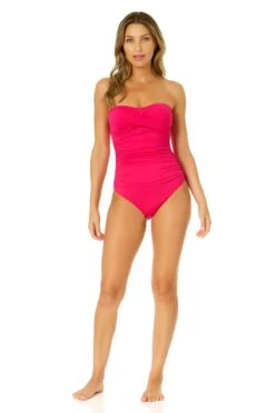 Women's Live In Color Twist Front Shirred One Piece Swimsuit(Womens Live In Color Twist Front Shirred One Piece Swimsuit 2) -ANNE COLE Shop MYMO00501 MAGE 2289