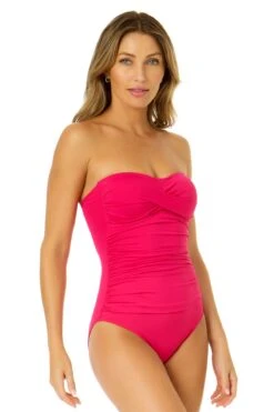 Women's Live In Color Twist Front Shirred One Piece Swimsuit(Womens Live In Color Twist Front Shirred One Piece Swimsuit 2) -ANNE COLE Shop MYMO00501 MAGE 2306 1