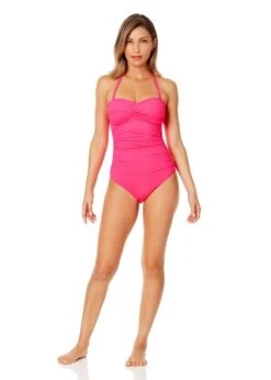 Women's Live In Color Twist Front Shirred One Piece Swimsuit(Womens Live In Color Twist Front Shirred One Piece Swimsuit 9) -ANNE COLE Shop MYMO00501 PPCH 607