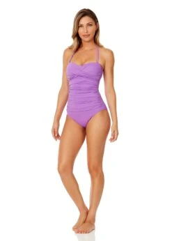 Women's Live In Color Twist Front Shirred One Piece Swimsuit(Womens Live In Color Twist Front Shirred One Piece Swimsuit 10) -ANNE COLE Shop MYMO00501 PUHR 1195