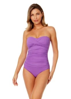 Women's Live In Color Twist Front Shirred One Piece Swimsuit(Womens Live In Color Twist Front Shirred One Piece Swimsuit 10)