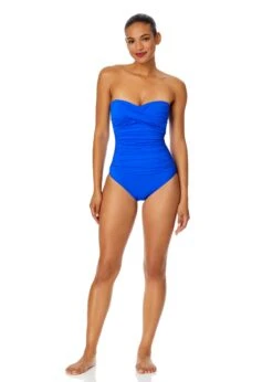 Women's Live In Color Twist Front Shirred One Piece Swimsuit(Womens Live In Color Twist Front Shirred One Piece Swimsuit 15) -ANNE COLE Shop MYMO00501 ROY Royal Blue 596