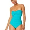Women's Live In Color Twist Front Shirred One Piece Swimsuit(Womens Live In Color Twist Front Shirred One Piece Swimsuit 16) 2 Women's Live In Color Twist Front Shirred One Piece Swimsuit(Womens Live In Color Twist Front Shirred One Piece Swimsuit 16) -ANNE COLE Shop MYMO00501 SEGR SeafoamGreen 657 FRONT
