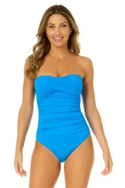 Women's Live In Color Twist Front Shirred One Piece Swimsuit(Womens Live In Color Twist Front Shirred One Piece Swimsuit 1)