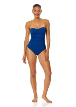 Women's Live In Color Twist Front Shirred One Piece Swimsuit(Womens Live In Color Twist Front Shirred One Piece Swimsuit 17) -ANNE COLE Shop MYMO00501 SLB SlateBlue 538
