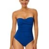 Women's Live In Color Twist Front Shirred One Piece Swimsuit(Womens Live In Color Twist Front Shirred One Piece Swimsuit 17) -ANNE COLE Shop MYMO00501 SLB SlateBlue 538 FRONT